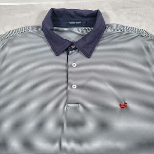 Southern Marsh Polo Shirt Mens 2XL Blue White Stripe Striped Performance Golf
